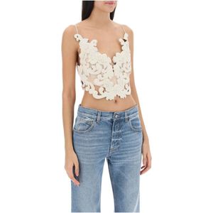 Zimmermann, Tops, Dames, Wit, M, Leer, Sensory Cropped Top