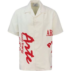 Arte Antwerp, Overhemden, Heren, Wit, S, Katoen, Grafisch Katoenen Shirt Rode Print