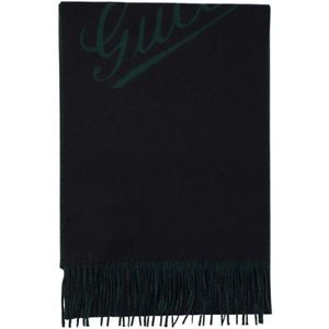 Gucci, Accessoires, Heren, Blauw, ONE Size, Wol, Luxe Marineblauwe Wollen Sjaal