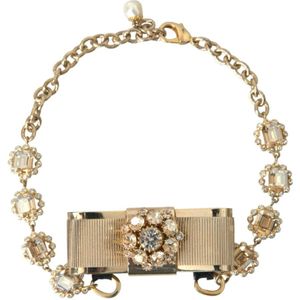 Dolce & Gabbana, Accessoires, Dames, Geel, ONE Size, Kristal Strik Ketting Choker Ketting