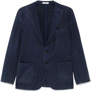 Boglioli, Jassen, Heren, Blauw, 2Xl, Wol, Blauwe Wollen Jas Regular Fit