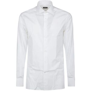 Ermenegildo Zegna, Overhemden, Heren, Wit, 4Xl, Katoen, Stretch Katoen Lange Mouwen Overhemd