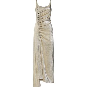 Rabanne, Kleedjes, Dames, Geel, S, Polyester, Gouden Asymmetrische Lurex Jurk