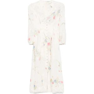 Zimmermann, Kleedjes, Dames, Veelkleurig, 2Xs, Bloemenprint Knoopjurk