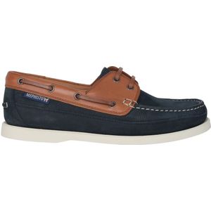 Mephisto, Schoenen, Heren, Blauw, 45 EU, Leer, Blauwe Bootschoenen - Hoogwaardig Nubuck Leer