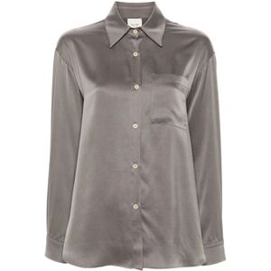 Alysi, Blouses & Shirts, Dames, Groen, S, Satijn, Satin Stone Dames Overhemd