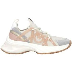 Pinko, Schoenen, Dames, Beige, 39 EU, Leer, Slip-On Ariel Sneakers met Love Birds Detail