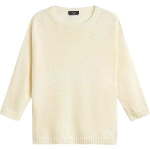 Max Mara Weekend, Truien, Dames, Beige, M, Linnen, Wit Linnen Jersey Selz