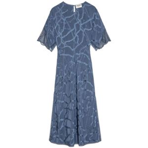Zadig & Voltaire, Kleedjes, Dames, Blauw, L, Marineblauwe Jurk met Strass-ketting