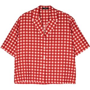 Joseph, Blouses & Shirts, Dames, Rood, XS, Katoen, Vichy Zijden Blouse Rode Casual Shirt