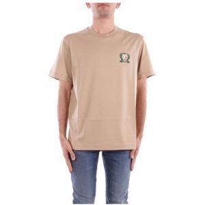 Lacoste, Tops, Heren, Beige, M, Katoen, Beige T-shirts en Polos met Logo