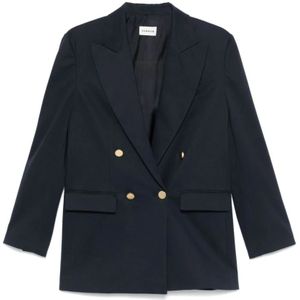 P.a.r.o.s.h., Jassen, Dames, Blauw, S, Katoen, Blauw Getextureerd Double-Breasted Jasje