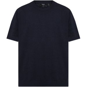 Theory, Tops, Heren, Blauw, S, Polyester, T-shirt met ronde hals