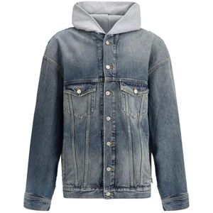Balenciaga, Jassen, Heren, Blauw, S, Denim, Oversized Denim Hoodie Jack