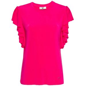 Twinset, Tops, Dames, Roze, M, Korte Mouw Viscose T-shirt
