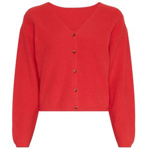Moss Copenhagen, Truien, Dames, Rood, M/L, Katoen, Klaka Cardigan 18963 - Stijlvolle Jas