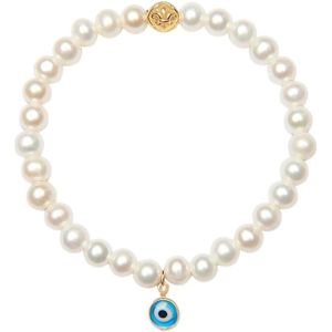 Nialaya, Accessoires, Dames, Geel, S, Blauwe Evil Eye Bedel Armband