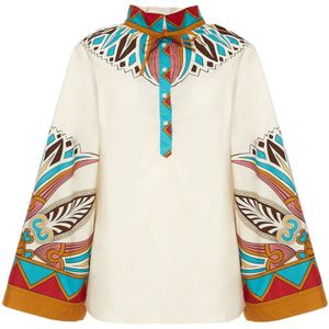 La DoubleJ, Blouses & Shirts, Dames, Veelkleurig, L, Romantische Lotusprint Blouse