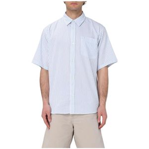 Carhartt Wip, Overhemden, Heren, Blauw, L, Katoen, Multicolor Gestreept Kortemouw Overhemd