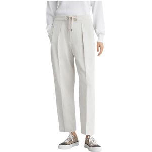 Brunello Cucinelli, Broeken, Dames, Wit, S, Katoen, Katoen/Linnen Broek Made in Italy