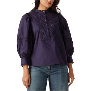 Antik Batik, Blouses & Shirts, Dames, Paars, XS, Elegante Romie Blouse in Donkerblauw