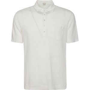 Massimo Alba, Tops, Heren, Wit, L, Linnen, Witte Linnen Polo Shirt met Borstzak