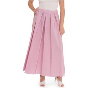 Max Mara Weekend, Rokken, Dames, Zwart, M, Katoen, Geplooide lange rok met zakken