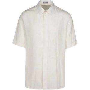 Dior, Overhemden, Heren, Beige, M, Zijden Korte Mouw Knoopshirt Mannen