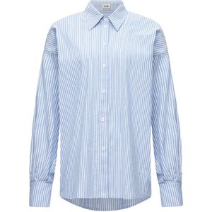 Drykorn, Blouses & Shirts, Dames, Blauw, M, Katoen, Gestreepte Blauwe Blouse Button-Down Kraag