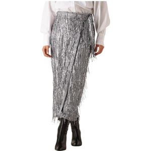 Ibana, Rokken, Dames, Grijs, XS, Pailletten, Glamour Grijze Pailletten Midi Rok