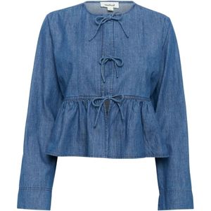 Soaked in Luxury, Blouses & Shirts, Dames, Blauw, XS, Katoen, Vrouwelijke Blouse met Peplum Rok