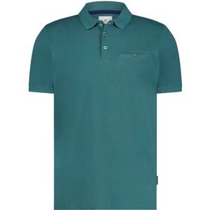 State of Art, Tops, Heren, Blauw, M, Katoen, Turquoise Polo met korte mouwen