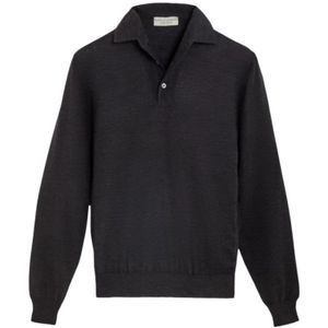 Filippo De Laurentiis, Tops, Heren, Grijs, M, Wol, Merino wol lange mouw polo