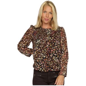 2-Biz, Blouses & Shirts, Dames, Beige, M, Polyester, Blouse met dierenprint