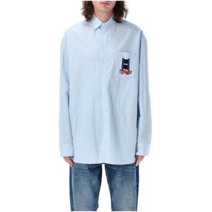 JW Anderson, Overhemden, Heren, Blauw, S, Katoen, Window Embroidery Shirt