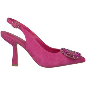 Alma EN Pena, Schoenen, Dames, Roze, 40 EU, Leer, Cirkelvormige Broche Hak Schoen