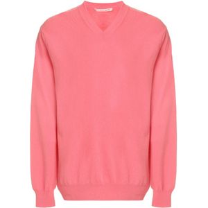 Comme des Garçons, Truien, Heren, Roze, XS, Wol, Geribbelde gebreide wollen trui