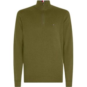 Tommy Hilfiger, Sweatshirts & Hoodies, Heren, Groen, L, Katoen, Demi Zip Sweater