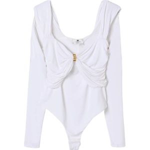 Elisabetta Franchi, Tops, Heren, Beige, M, Ivory Draped Top