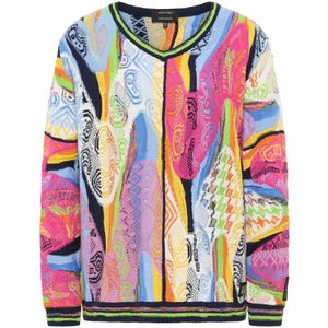 Carlo Colucci, Truien, Dames, Veelkleurig, S, Jacquard V-Hals Trui Curtoni