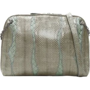 Bottega Veneta Vintage, Pre-owned, Dames, Grijs, ONE Size, Leer, Pre-owned Leather crossbody-bags