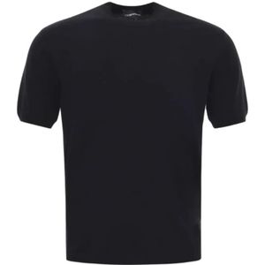 Emporio Armani, Tops, Heren, Blauw, S, Katoen, Klassiek Navy Blauw T-Shirt met Korte Mouwen