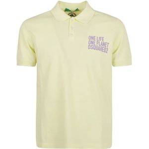 Dsquared2, Tops, Heren, Geel, L, Katoen, Mini Polo Shirt