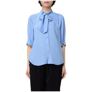 Liu Jo, Blouses & Shirts, Dames, Blauw, M, Polyester, Elegant Bow Tie Neck Blouse