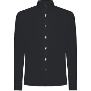Rrd, Overhemden, Heren, Blauw, 2Xl, Blauw Zwart Open Kraag Shirt