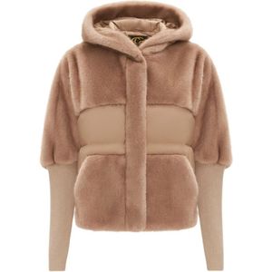 Cesare Gaspari, Jassen, Dames, Beige, XL, Wol, Oversized Faux Fur Jacket - Beige