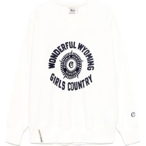 Champion, Sweatshirts & Hoodies, Heren, Wit, S, Witte Sweatshirt met Applicatie