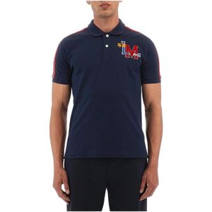 La Martina, Tops, Heren, Blauw, XL, Katoen, Korte Mouw Regular Fit Polo Shirt Blauw Katoen