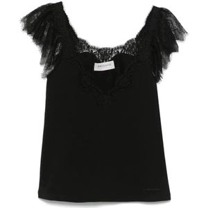 Ermanno Scervino, Blouses & Shirts, Dames, Zwart, S, Kanten Tanktop