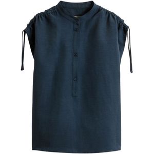 Woolrich, Tops, Dames, Blauw, S, Linnen, Blauwe Linnen Shirt Stijlvolle Vrouwen